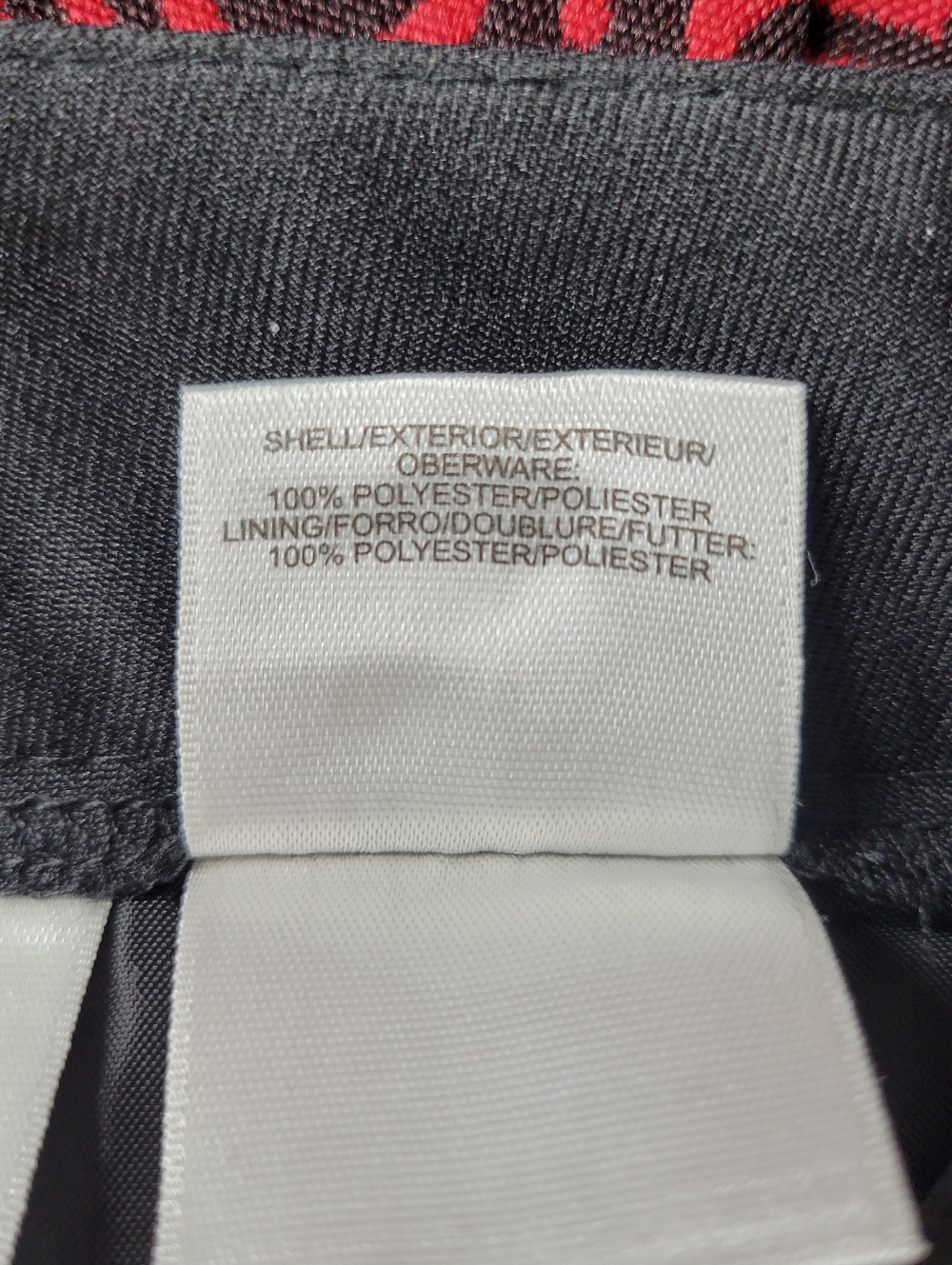 Le Suit Pant Suit Size 14P Red Black Blazer Solid Black Pleated Pants Belt Lined - Picture 9 of 11